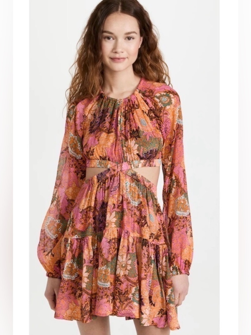 A.L.C. Izzy Mini Dress NWT Floral print cutout 100% Silk Chiffon size 14